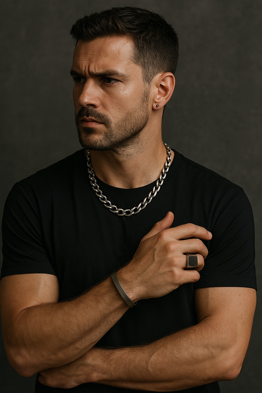 “Steel, Stone, and Presence: Elevating the Modern Man Through Jewelry”