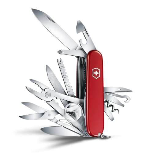 Victorinox Swiss Champ Swiss Army Knife, 33 Functions, Swiss Made Pocket Knife with Large Blade, Screwdriver, Chisel and Combination Pliers - Red