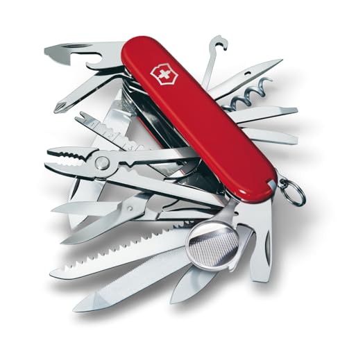 Victorinox Swiss Champ Swiss Army Knife, 33 Functions, Swiss Made Pocket Knife with Large Blade, Screwdriver, Chisel and Combination Pliers - Red