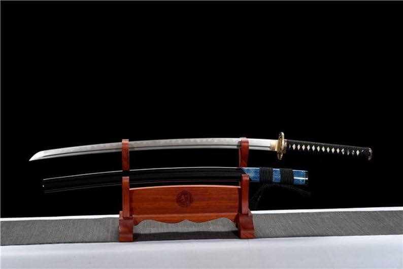 Zhmyyxgs Katana Damascus Folded Steel Blade Japanese Samurai Sword Longmen Tsuba Handmade Wood Saya