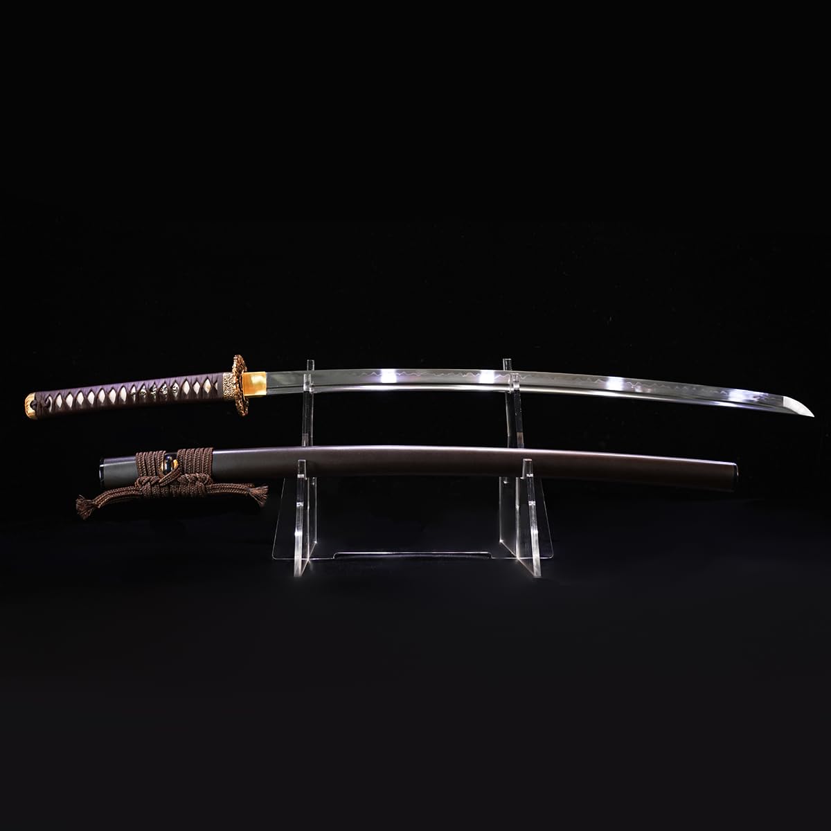 ShadowDancer Handmade Full Tang Katana Sword - Authentic T10/1095 Steel Blade with Real Hamon, Clay Temper, and Sharp Edge - Perfect for Iaido, Martial Arts Practitioners, and Collectors (ChaIshime)