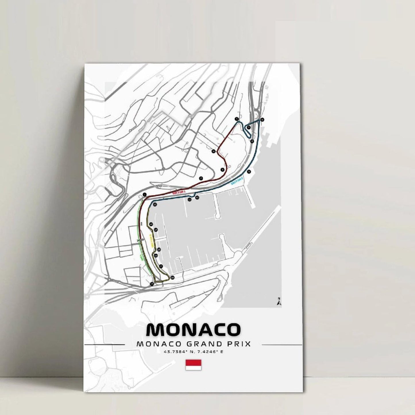 NBHYK Monaco Formula 1 Poster F1 City Circuits Posters Grand Prix Racing Car Track Prints Wall Art For Boysroom Bedroom Decor Cover Canvas Unframe-style 12x18inch(30x45cm)