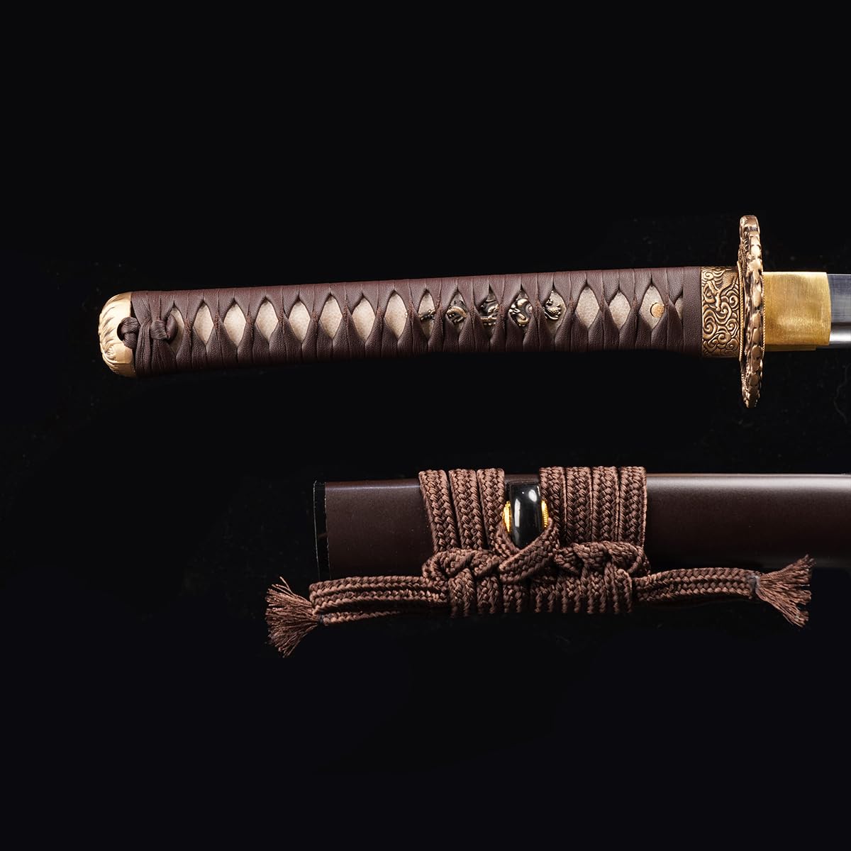 ShadowDancer Handmade Full Tang Katana Sword - Authentic T10/1095 Steel Blade with Real Hamon, Clay Temper, and Sharp Edge - Perfect for Iaido, Martial Arts Practitioners, and Collectors (ChaIshime)