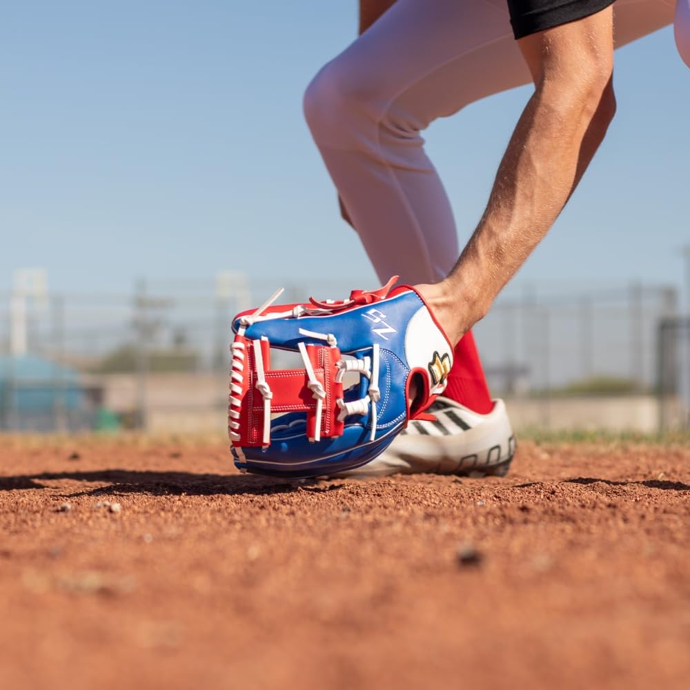 SSK Z5 Craftsman Infield Baseball Glove – 11.25” - 11.5” - 11.75” - 12” – Right & Left Hand Throw (Royal/White/Red, 11.5" - Left Hand Throw)