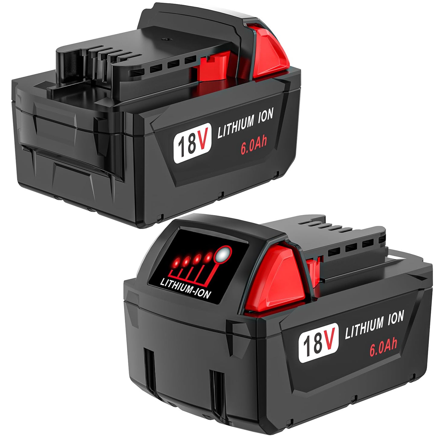 2 Pack 6.0Ah High Output 18V MAX M-18 Lithium-ion Replacement Batteries Compatible with Milwaukee M-18 Battery 48-11-1865 48-11-1850 48-11-1862 Cordless Power Tools