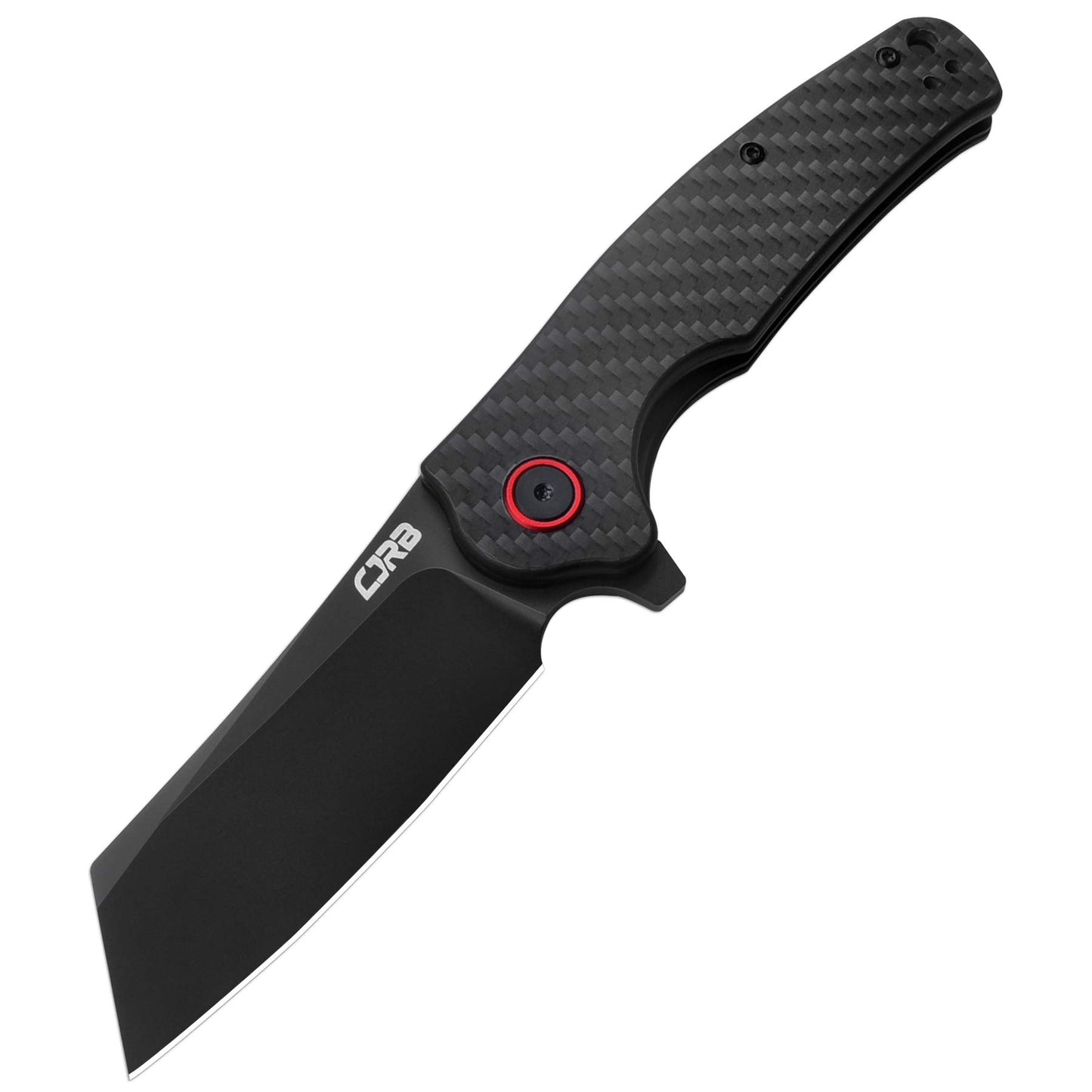 CJRB Crag Folding Pocket Knife, 3.43" AR-RPM9 Steel Blade Carbon Fiber Handle EDC Knife with Pocket Clip for Men Women Camping Survival Hiking, Black (J1904)
