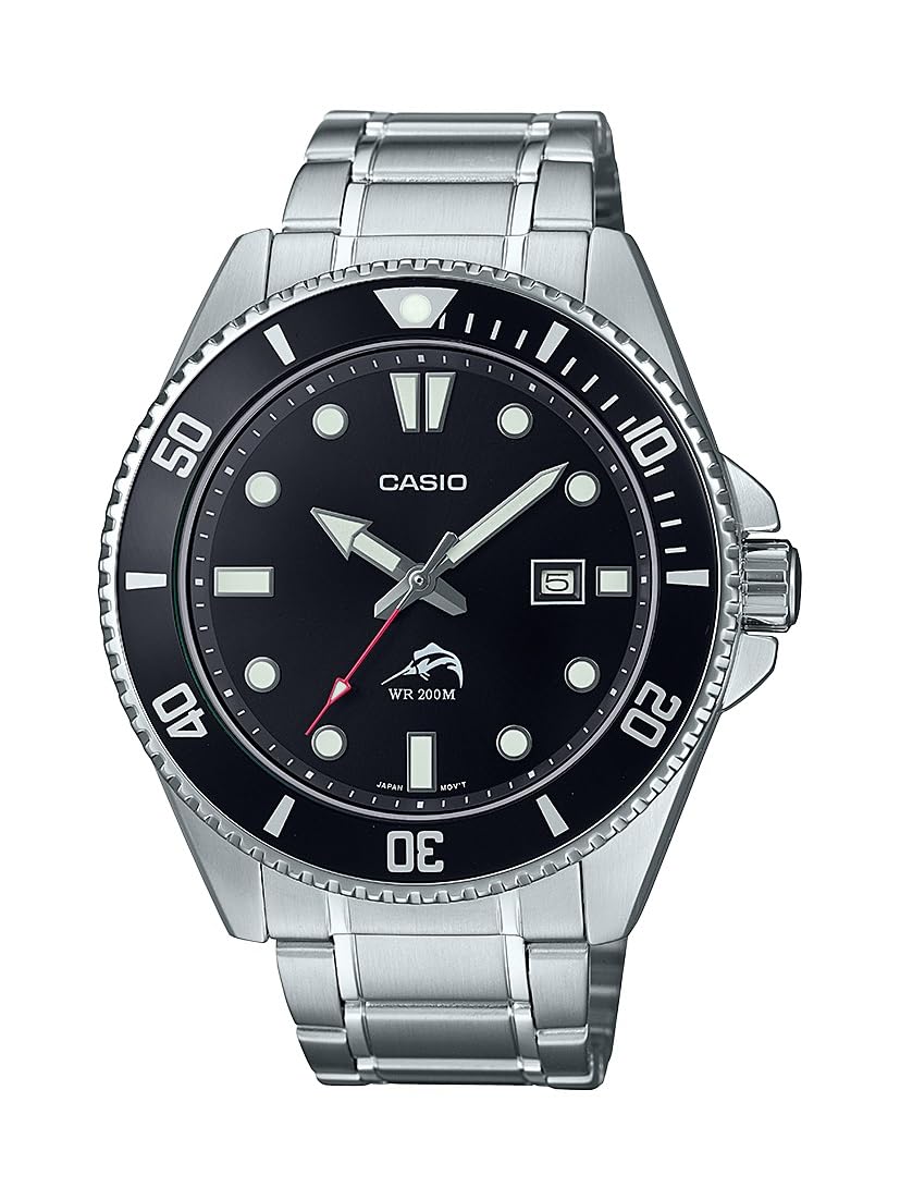 Casio MDV106G Series | Unisex Analog Watch | Silver/Black | 200M WR | Stainless Steel Case | Resin Band | 2 Hand Analog (HR, Min, SEC) | Date Display | Screw Down Crown/Screw Down Caseback | 3 Yr Batt