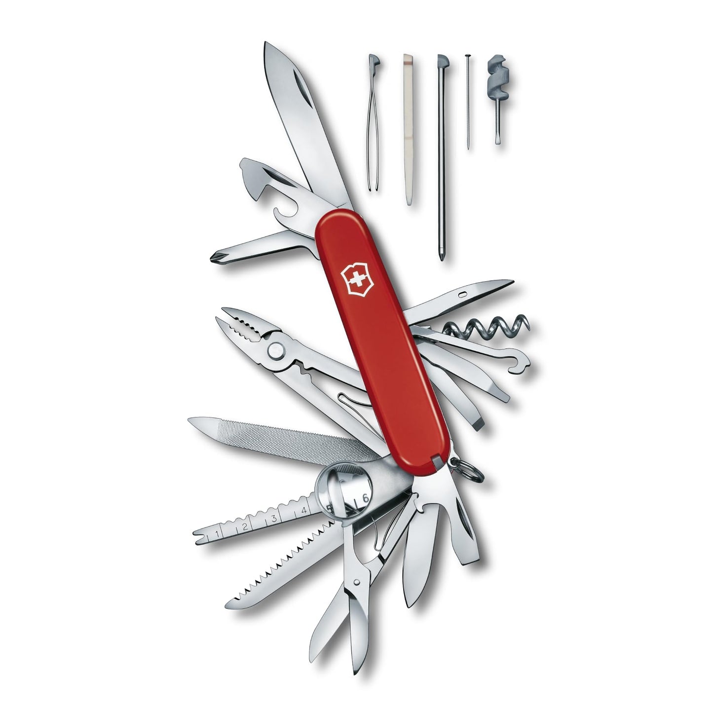 Victorinox Swiss Champ Swiss Army Knife, 33 Functions, Swiss Made Pocket Knife with Large Blade, Screwdriver, Chisel and Combination Pliers - Red