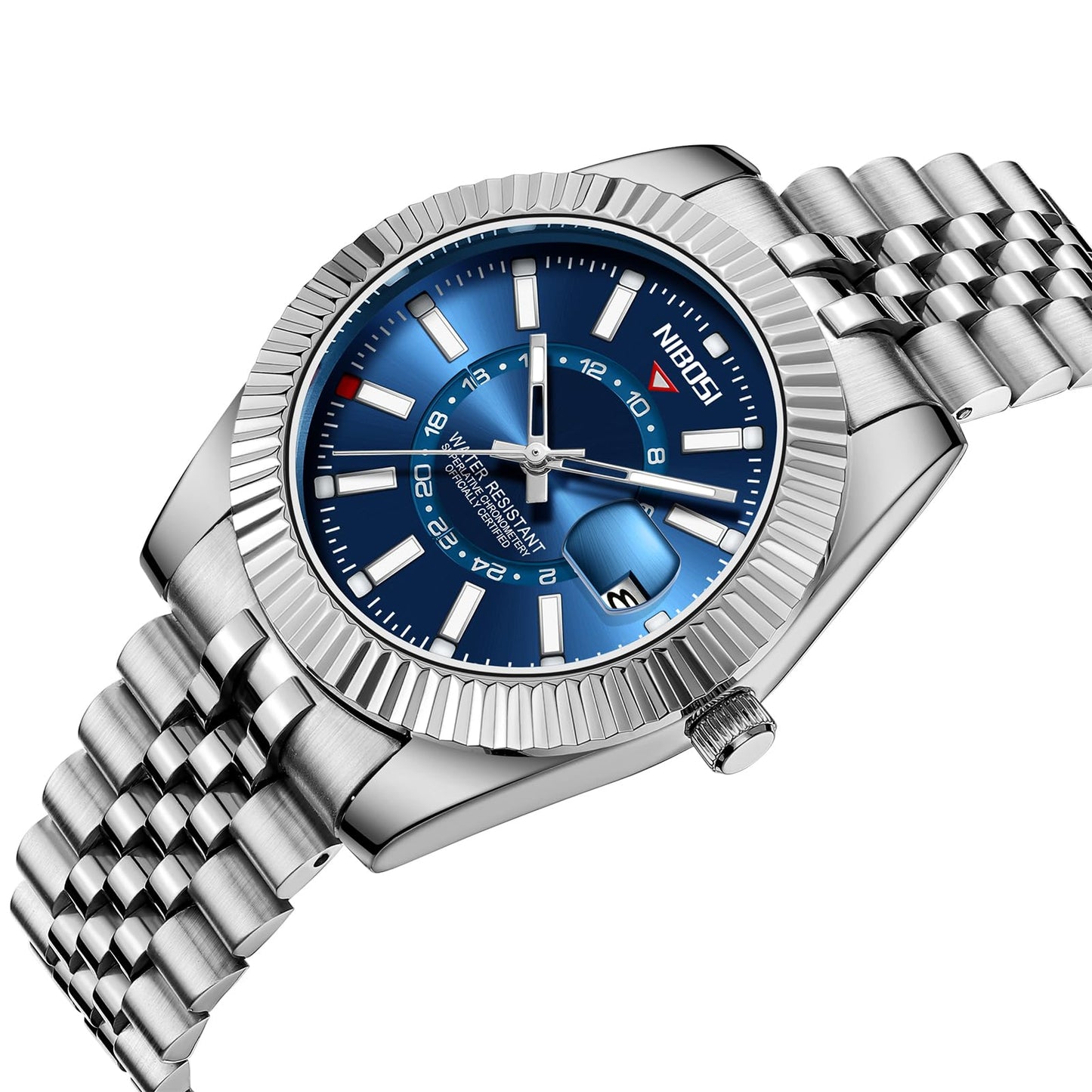 NIBOSI Watches for Men Analog Quartz Stainless Steel Dial Silver Strap with Date Waterproof Business Classic Luxury Dress Mens Wrist Watches