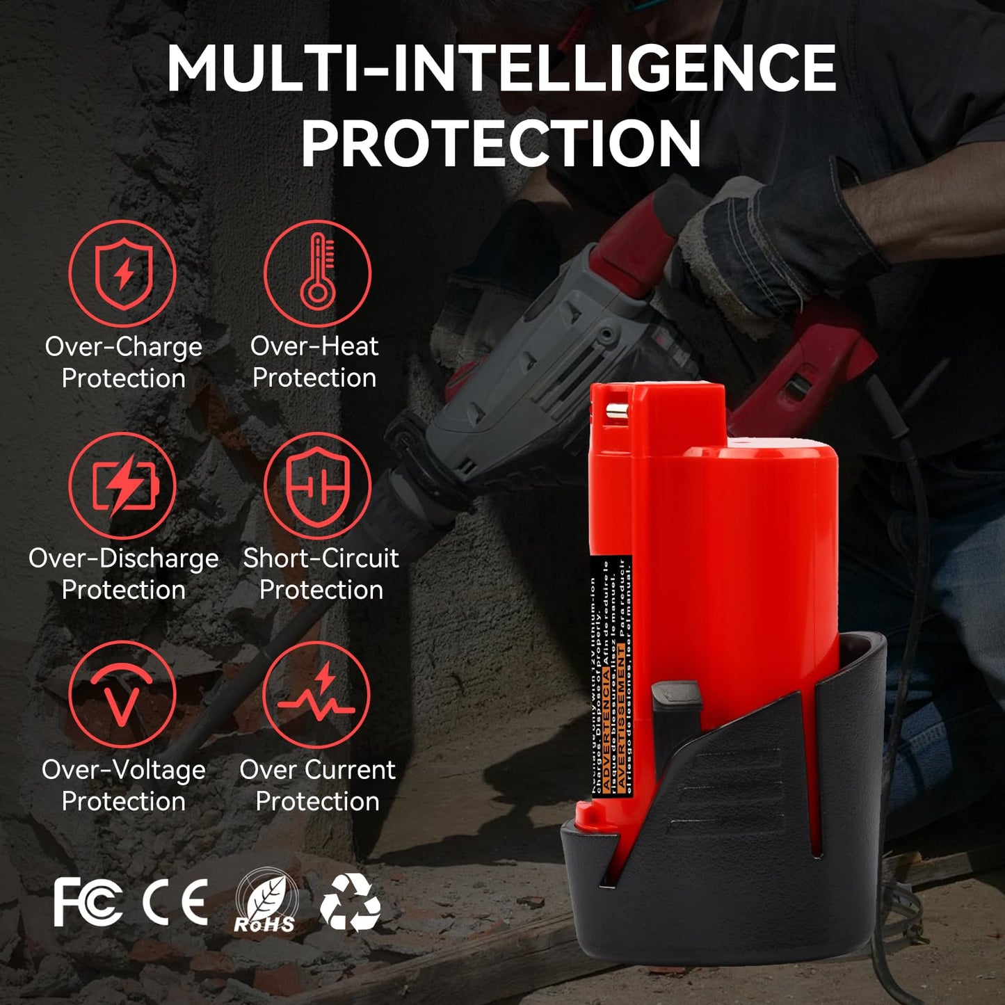 FWBRCR New Upgraded 12V 4.0Ah Replacement for Milwaukee Battery Compatible with Milwaukee 12V Batteries 4000mAh Power Tools 2 Pack