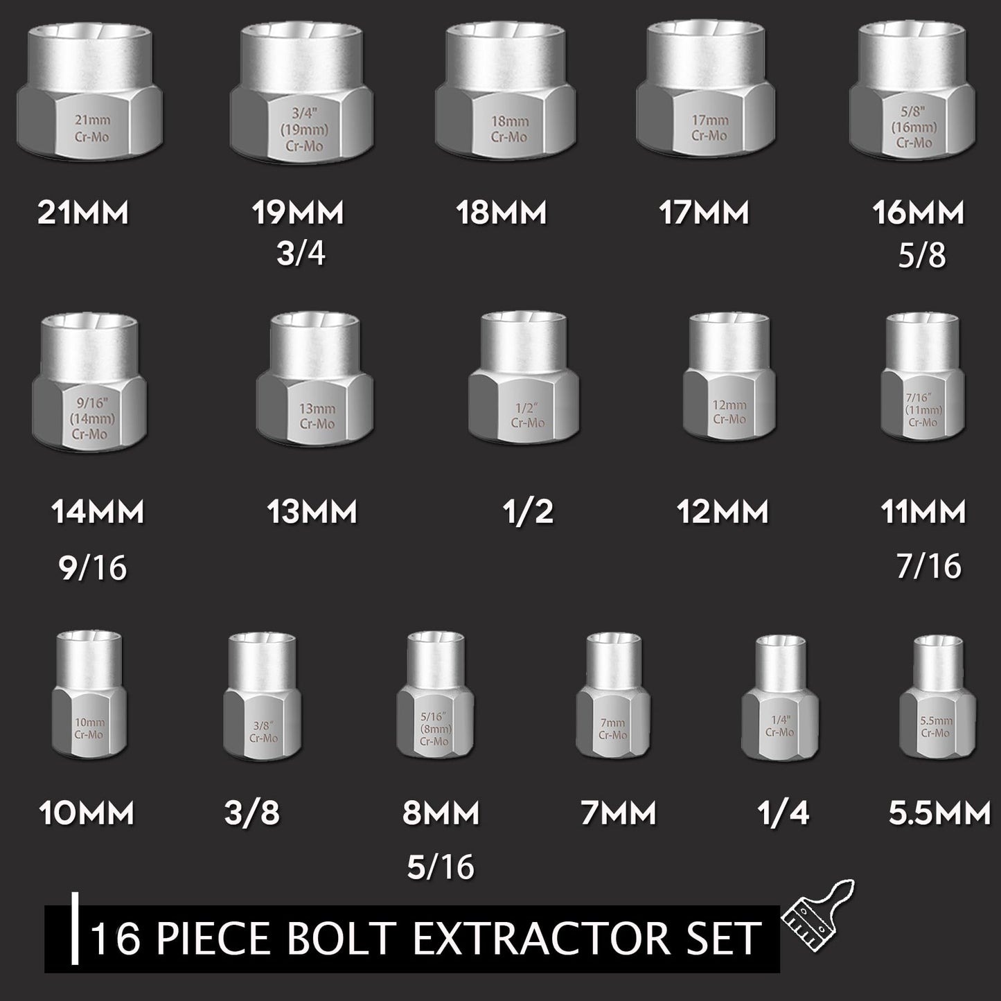REXBETI 41-Piece Impact Bolt Extractor Screw Extractor Set and Stripped Screw Remover, Case with 16-Piece Bolt Extractor, 10-Piece HSS Drill Bit, 10-Piece Spiral Screw Extractor and 4 Piece Adapter