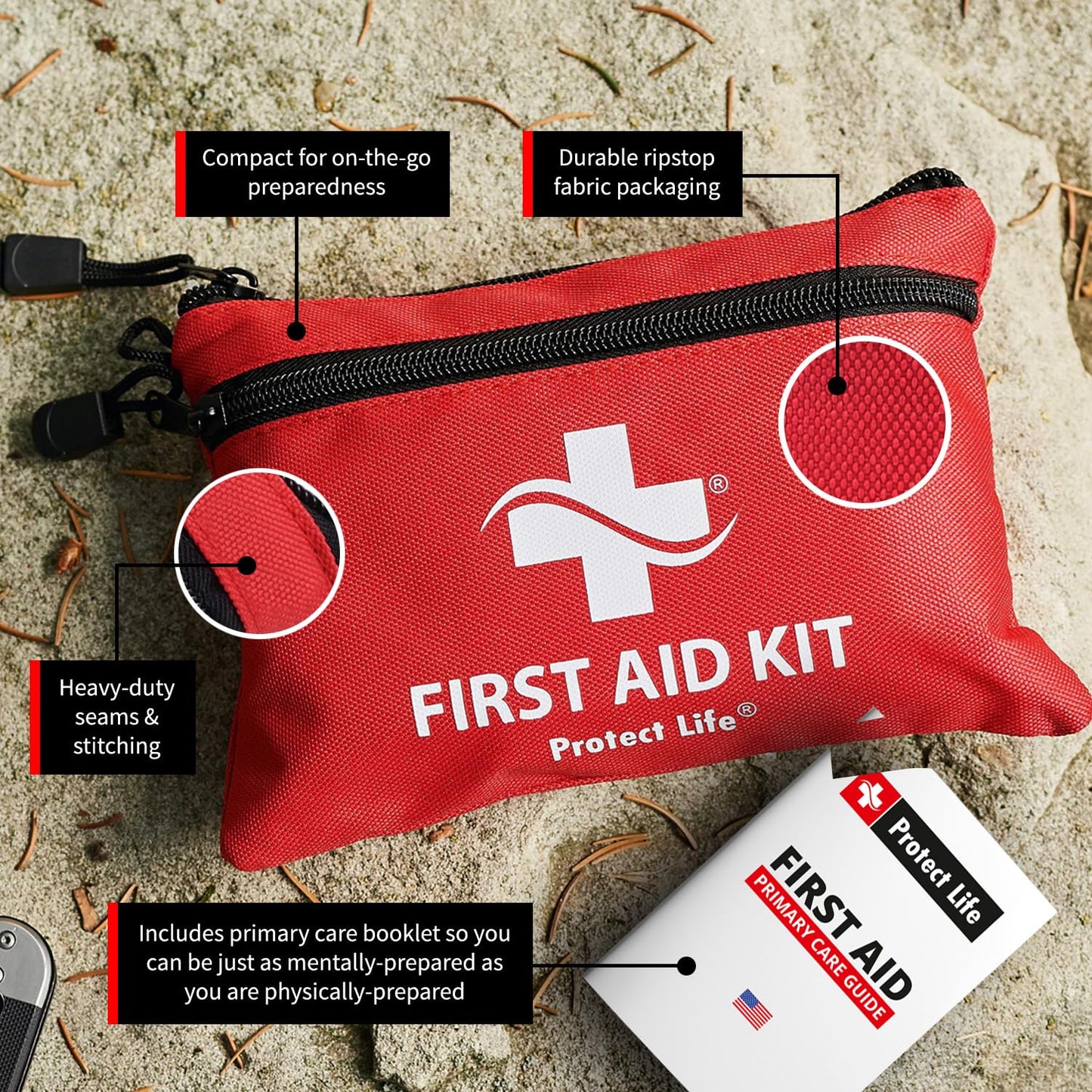 Protect Life Survival First Aid Kit for Home/Business, Camping Survival Kits | Mini Travel First Aid Kit | Camping Equipment | Small Kits for Car | Outdoor Emergency Survivals Pack - 100pcs
