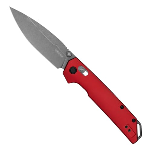 Kershaw Iridium Folding Pocket Knife, D2 Steel Blade, Red and Black Working Steel Finish, DuraLock Locking Mechanism