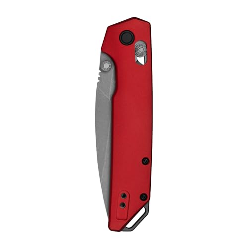 Kershaw Iridium Folding Pocket Knife, D2 Steel Blade, Red and Black Working Steel Finish, DuraLock Locking Mechanism