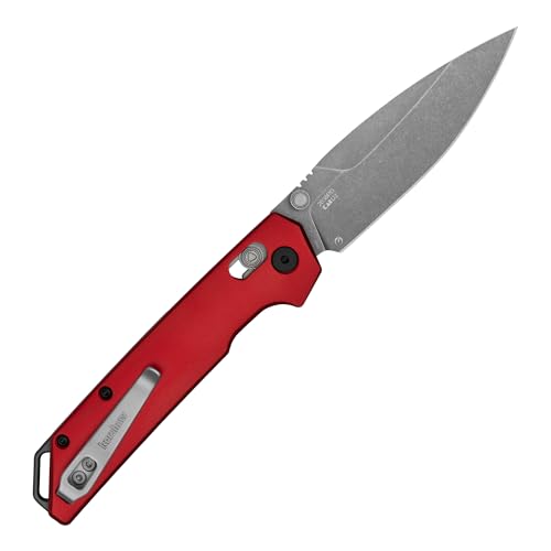 Kershaw Iridium Folding Pocket Knife, D2 Steel Blade, Red and Black Working Steel Finish, DuraLock Locking Mechanism