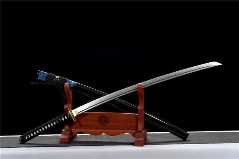 Zhmyyxgs Katana Damascus Folded Steel Blade Japanese Samurai Sword Longmen Tsuba Handmade Wood Saya
