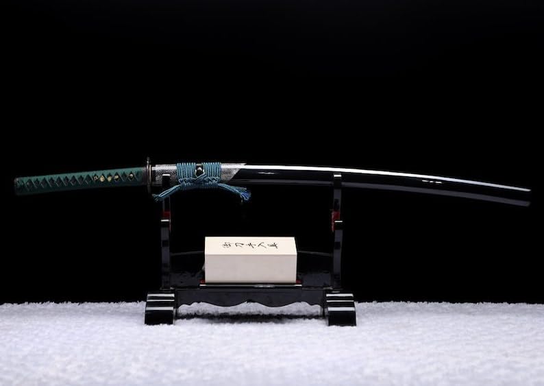 PJXC Handcrafted Katana T10 Clay Tempered Steel Japanese Samurai Sword Cloud Chop Tsuba Handmade Wood Saya for Hobby