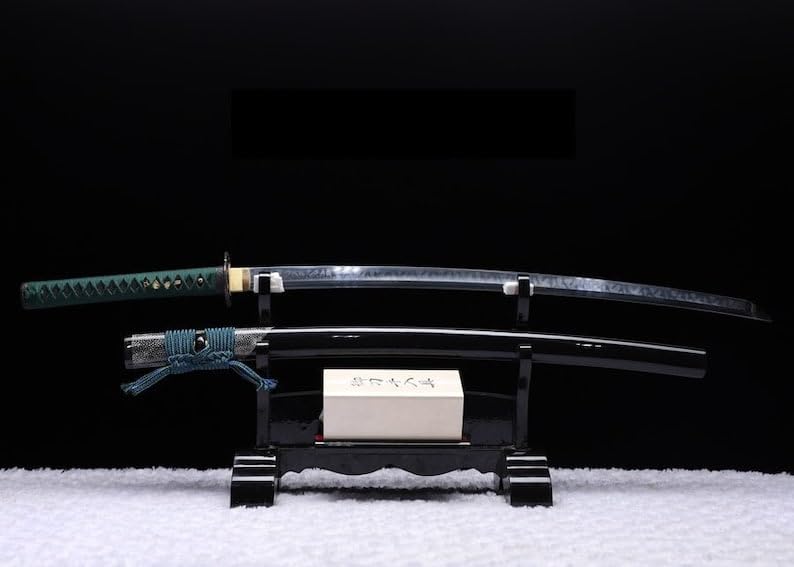 PJXC Handcrafted Katana T10 Clay Tempered Steel Japanese Samurai Sword Cloud Chop Tsuba Handmade Wood Saya for Hobby