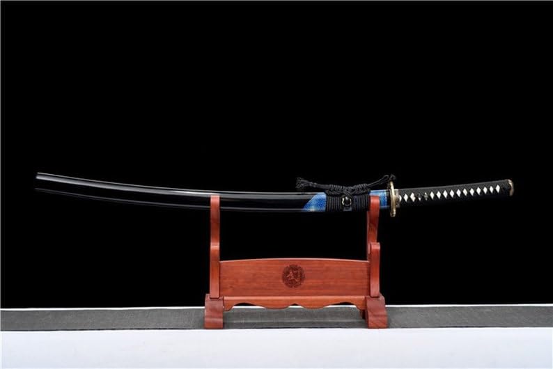 Zhmyyxgs Katana Damascus Folded Steel Blade Japanese Samurai Sword Longmen Tsuba Handmade Wood Saya