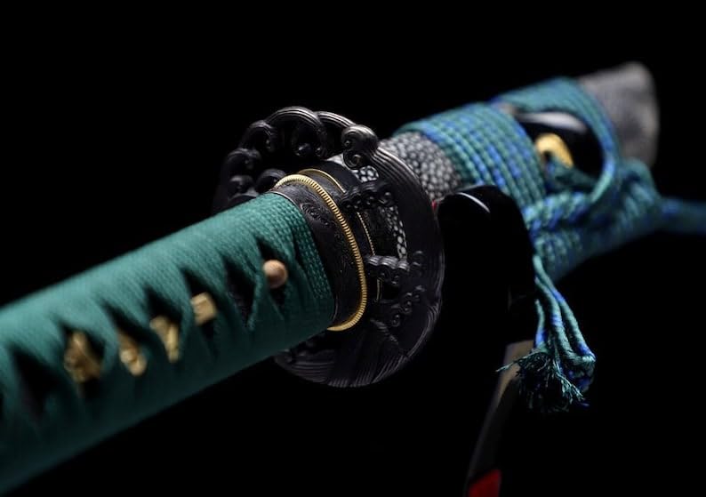 PJXC Handcrafted Katana T10 Clay Tempered Steel Japanese Samurai Sword Cloud Chop Tsuba Handmade Wood Saya for Hobby