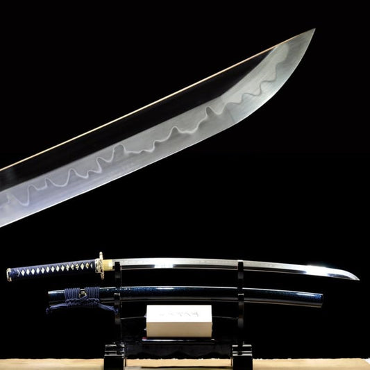 PJXC Handcrafted Collectable Katana Japanese Samurai Sword with T10 Clay Tempered Carbon Steel and Lingfeng Tsuba and Wood Saya for Hobby