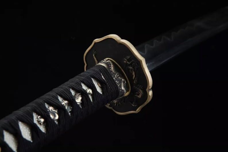 ZPGPSM Handmade Clay Tempered L6 Steel Samurai Japanese Katana Sword Hamon Full Tang, Gifts for Him, Fathers Day, Real Katana, Sharpened