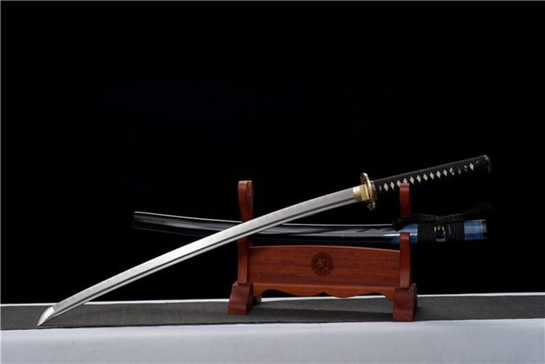Zhmyyxgs Katana Damascus Folded Steel Blade Japanese Samurai Sword Longmen Tsuba Handmade Wood Saya