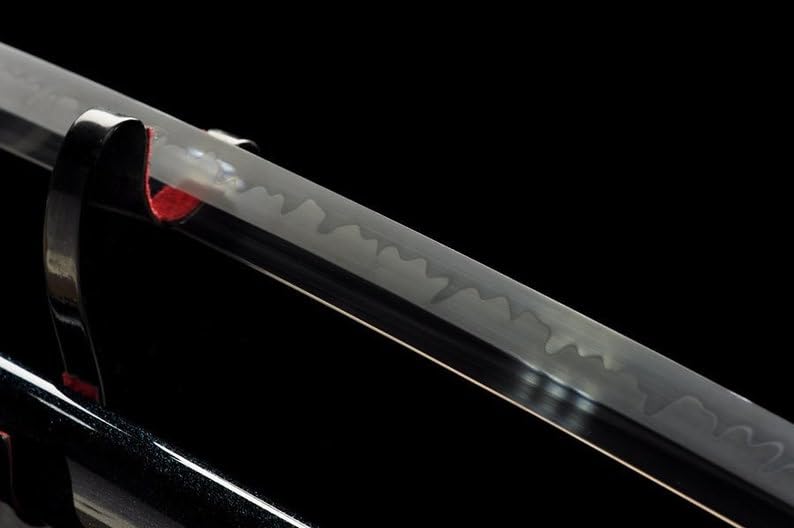 PJXC Handcrafted Collectable Katana Japanese Samurai Sword with T10 Clay Tempered Carbon Steel and Lingfeng Tsuba and Wood Saya for Hobby