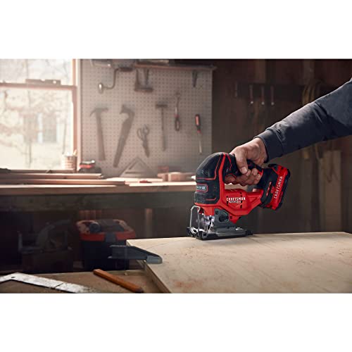 CRAFTSMAN V20 RP Cordless Jig Saw, 3 Orbital Settings, Up to 3,200 SPM, Variable Speed Keyless, Bare Tool Only (CMCS650B)