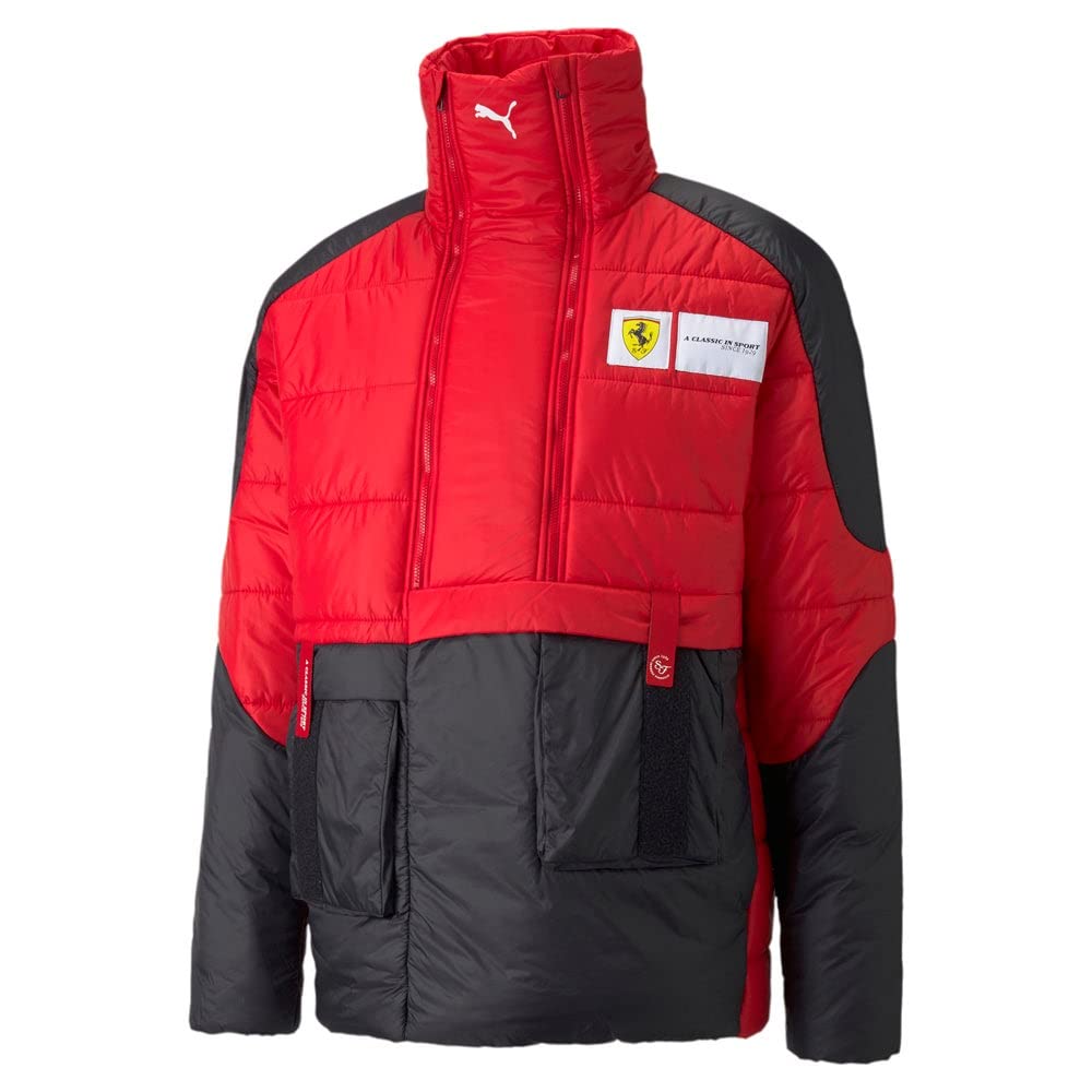 Puma Mens Scuderia Ferrari Race Statement Padded Half Zip Coats Jackets Outerwear Casual Hook and Loop Closure - Black - Size M