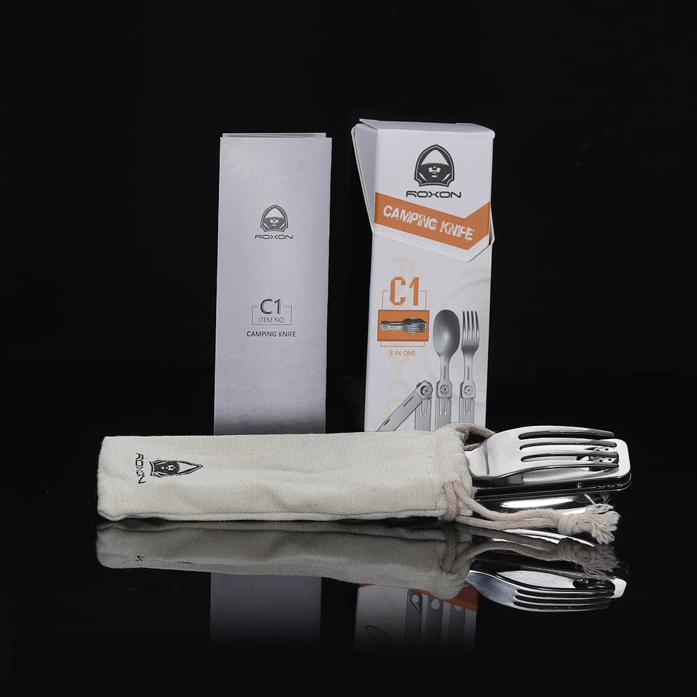 ROXON C1 3 IN 1 Camping Utensils Detachable Cutlery Knife Spoon Fork for Outdoor Camping Hiking