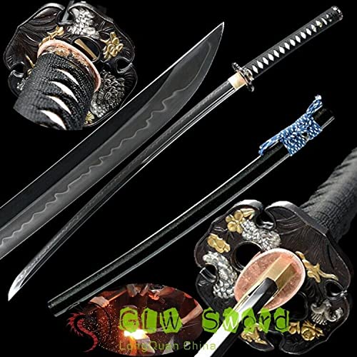 GLW Handmade Katana Real Clay Tempered T10 Steel Katana Japan Samurai Sword Razor Sharp Blade Battle