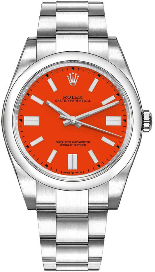 Rolex Oyster Perpetual 41 Automatic Coral Red Dial Men's Watch 124300CRLRDSO