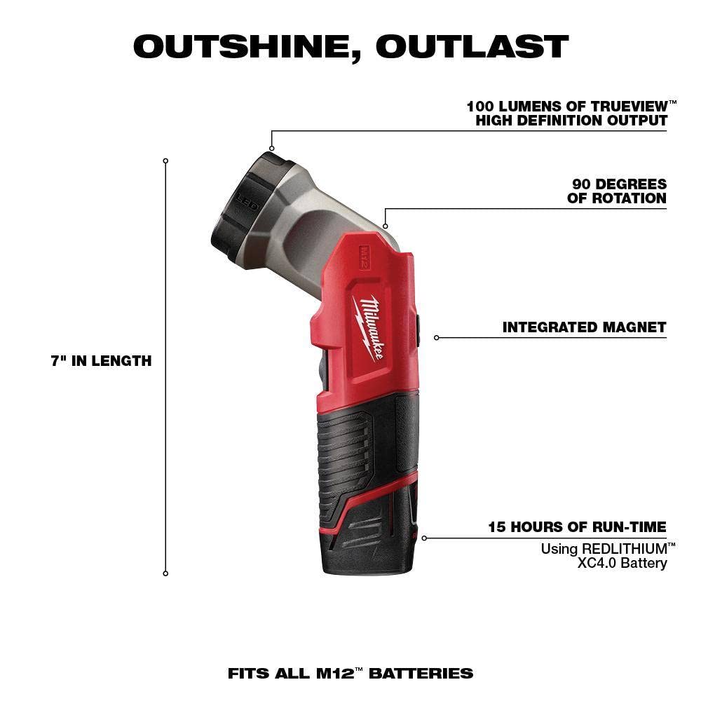 Milwaukee 2498-25 M12 12V Cordless 5-Tool Combo Kit: 2407-20 3/8 in.Drill/Driver + 2462-20 1/4 in. Hex Impact Driver+2420-20 Hackzall Recip Saw+2457-20 3/8 in.Ratchet+49-24-0146 LED Worklight,YKGAV