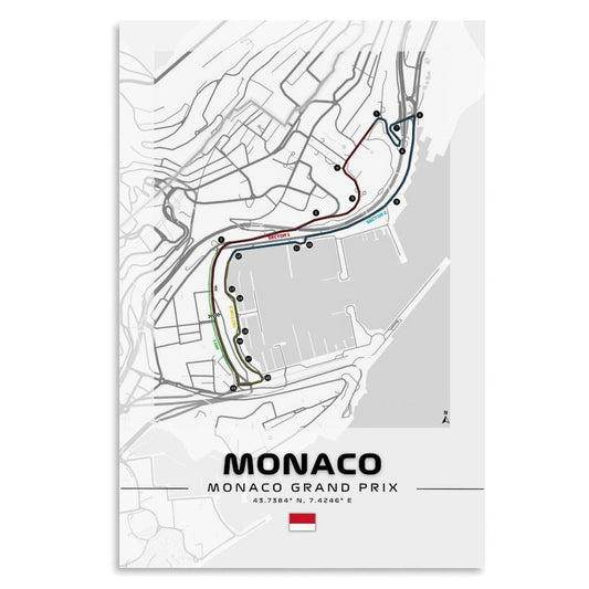 NBHYK Monaco Formula 1 Poster F1 City Circuits Posters Grand Prix Racing Car Track Prints Wall Art For Boysroom Bedroom Decor Cover Canvas Unframe-style 12x18inch(30x45cm)
