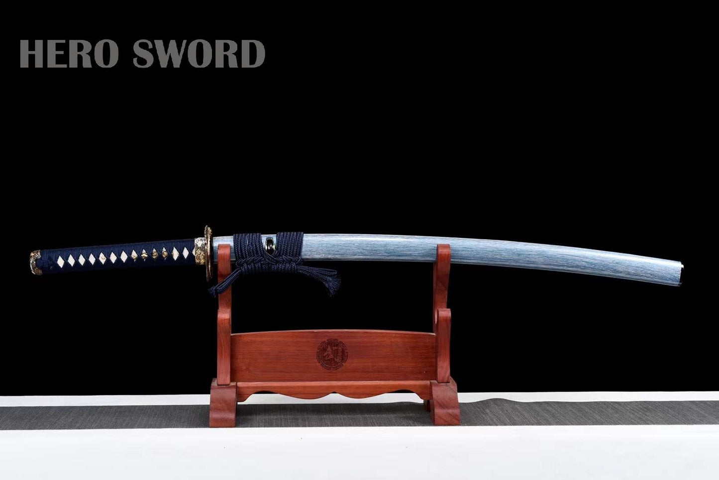 HERO SWORD 2023 New Handmade Clay Tempered T10 Steel Katana Real Japanese Hitatsura Hamon Samurai Sword Dragon King Katana -Blue