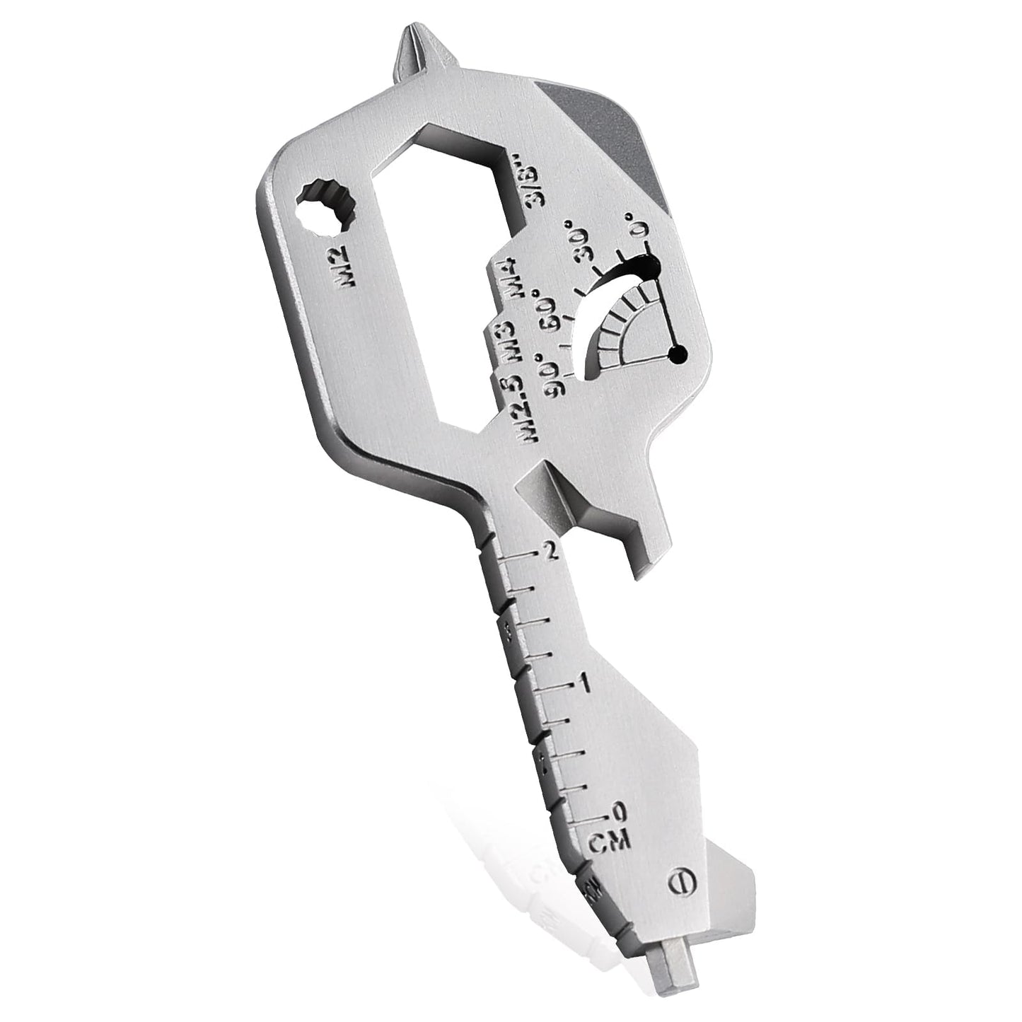 Groninog 20 IN 1 Key Shaped Multitools, Key Shaped Pocket Tool, Stainless Steel Utility Gadget, Gift for Men, Everyday Carry, Automotive, Home Improvement, Bottle Opener, Screw Driver, Silver, 1 Pcs