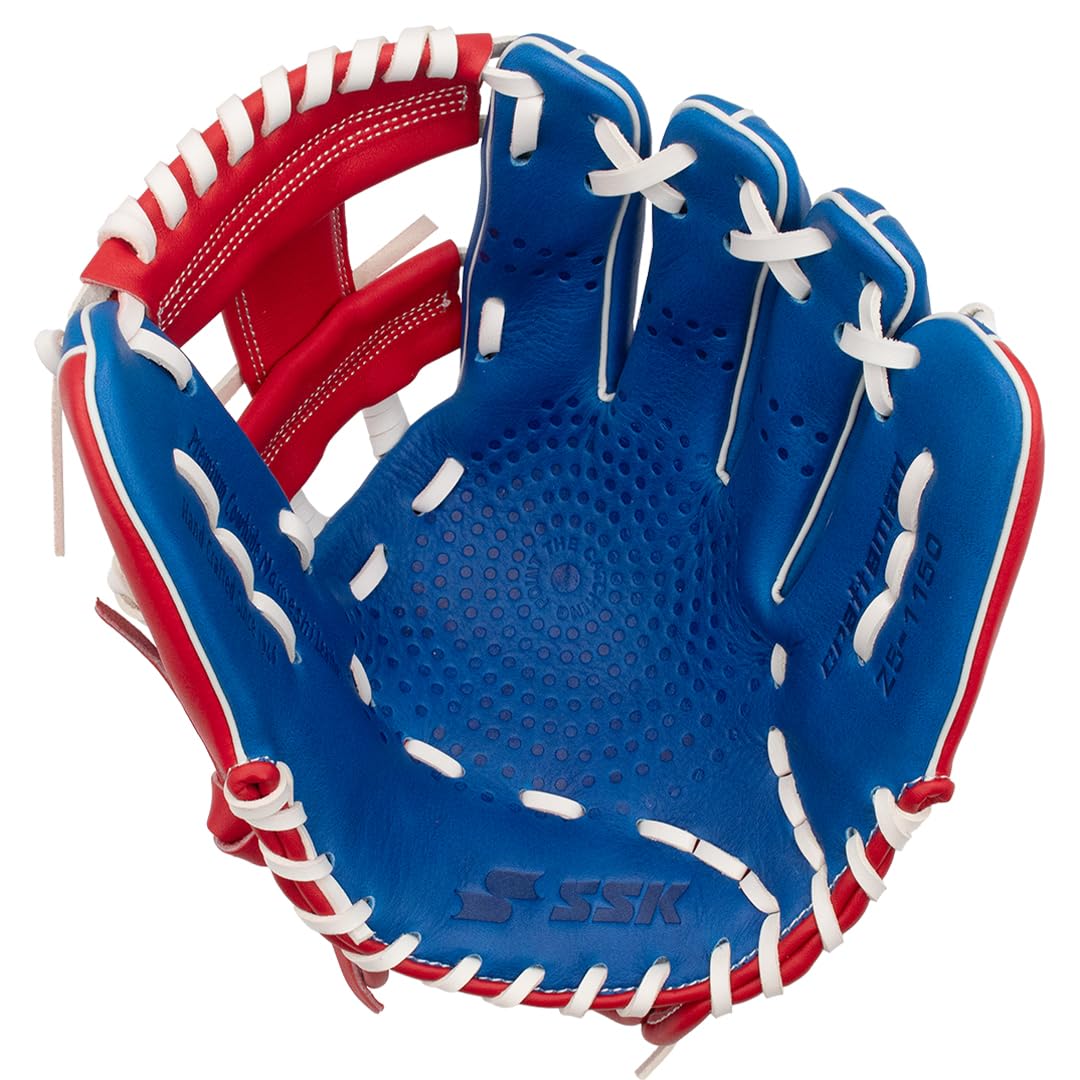 SSK Z5 Craftsman Infield Baseball Glove – 11.25” - 11.5” - 11.75” - 12” – Right & Left Hand Throw (Royal/White/Red, 11.5" - Left Hand Throw)