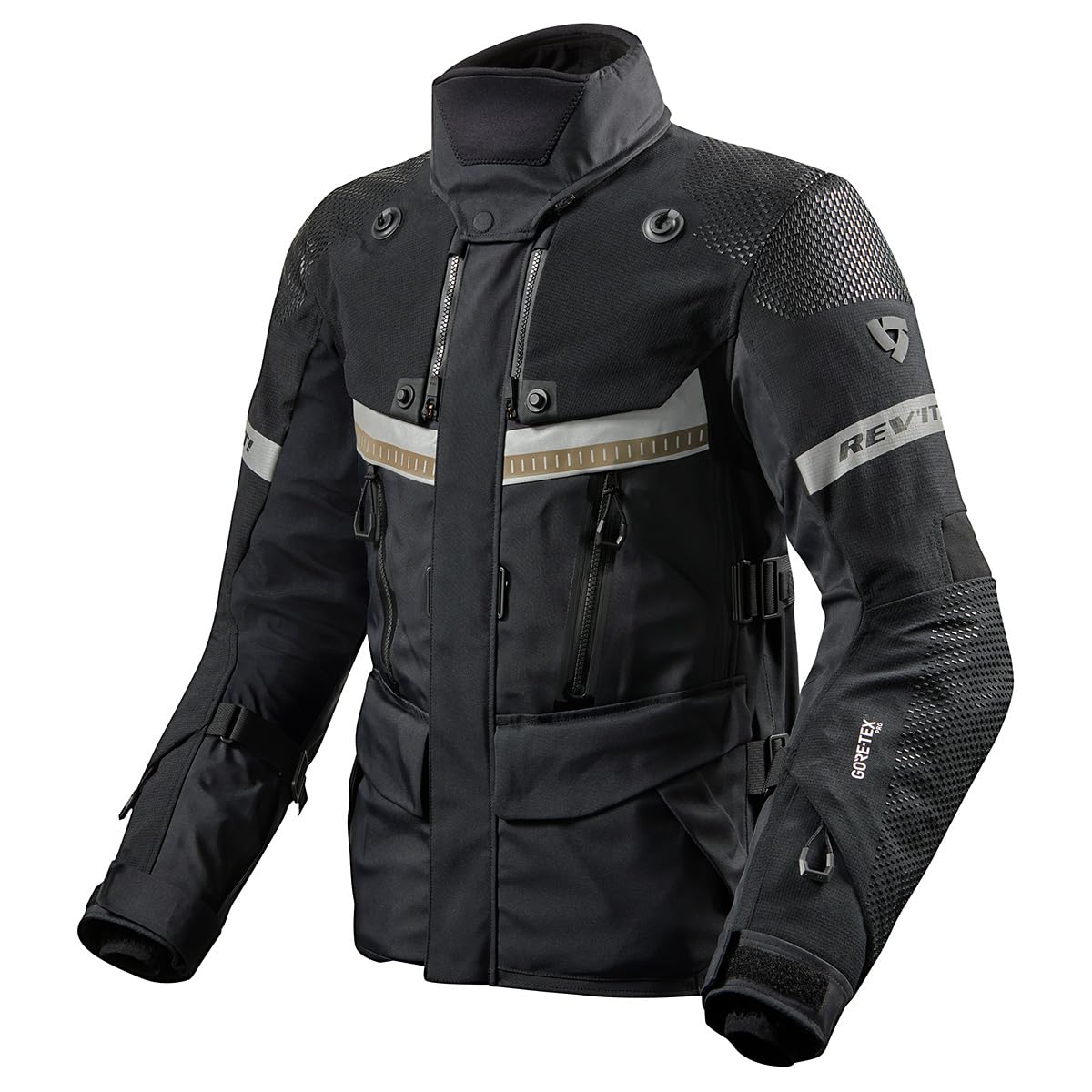 REV'IT! Men's Dominator 3 GTX Adventure Touring Motorcycle Jacket (Black - 2X-Large)