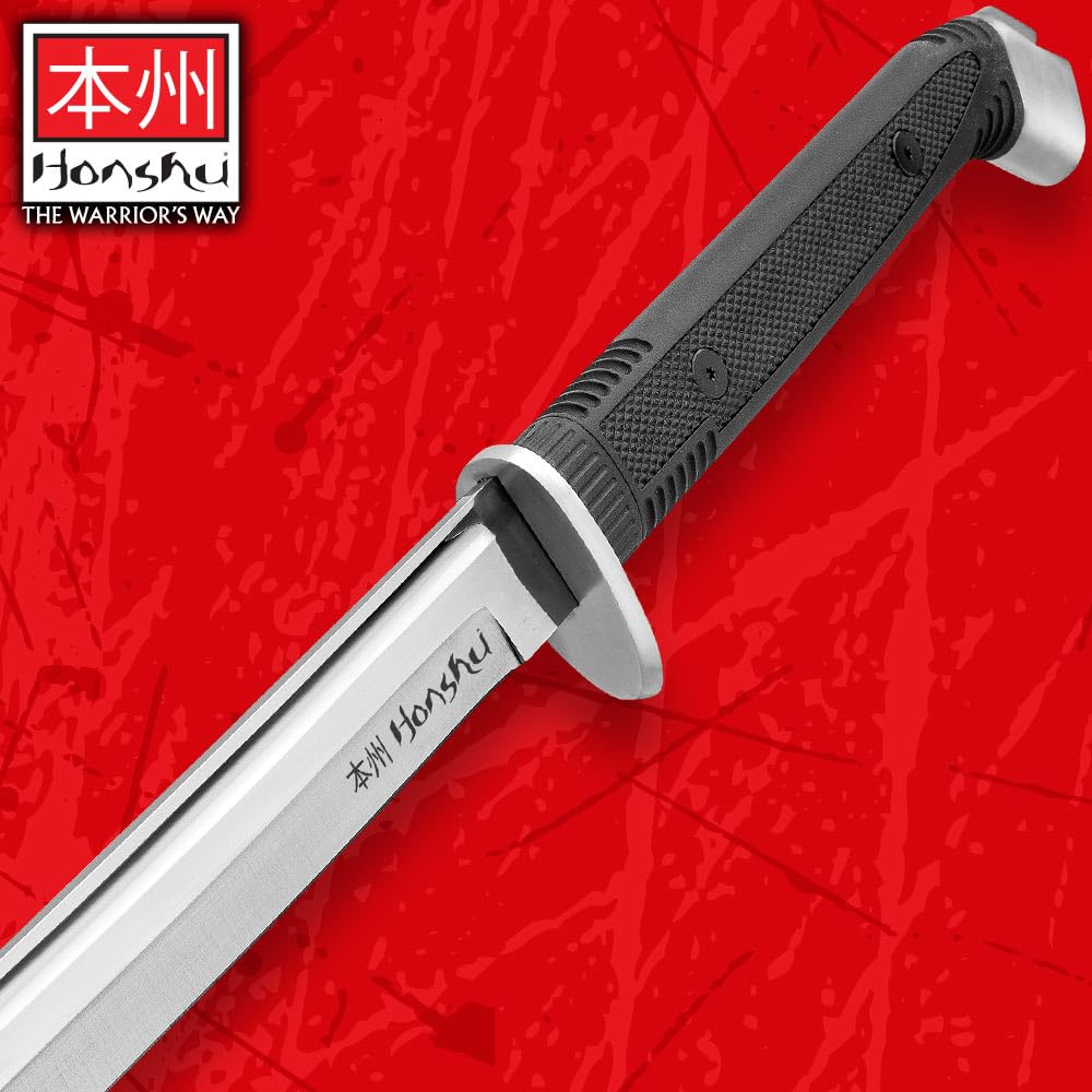 Honshu Boshin Katana with Scabbard | Full-Tang | 30 3/8" 1060 High Carbon Steel Blade | Rugged Non-Slip TPR Handle | Lanyard Hole | For Martial Arts or Collecting | Hand-Forged | Overall Length 40.75"