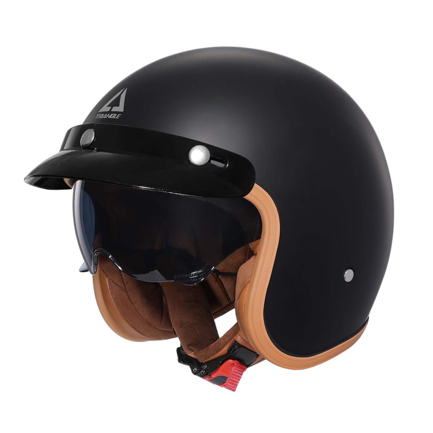 TRIANGLE 3/4 Motorcycle Helmet,Retro Vespa Open Face Adults Helmets with Visor,Half Face Moped Helmet for Men & Women,DOT Approved Helmets for Cruiser Scooter(L)