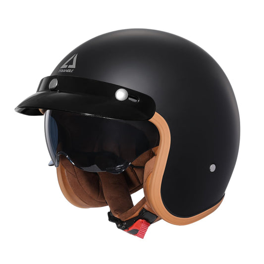TRIANGLE 3/4 Motorcycle Helmet,Retro Vespa Open Face Adults Helmets with Visor,Half Face Moped Helmet for Men & Women,DOT Approved Helmets for Cruiser Scooter(L)