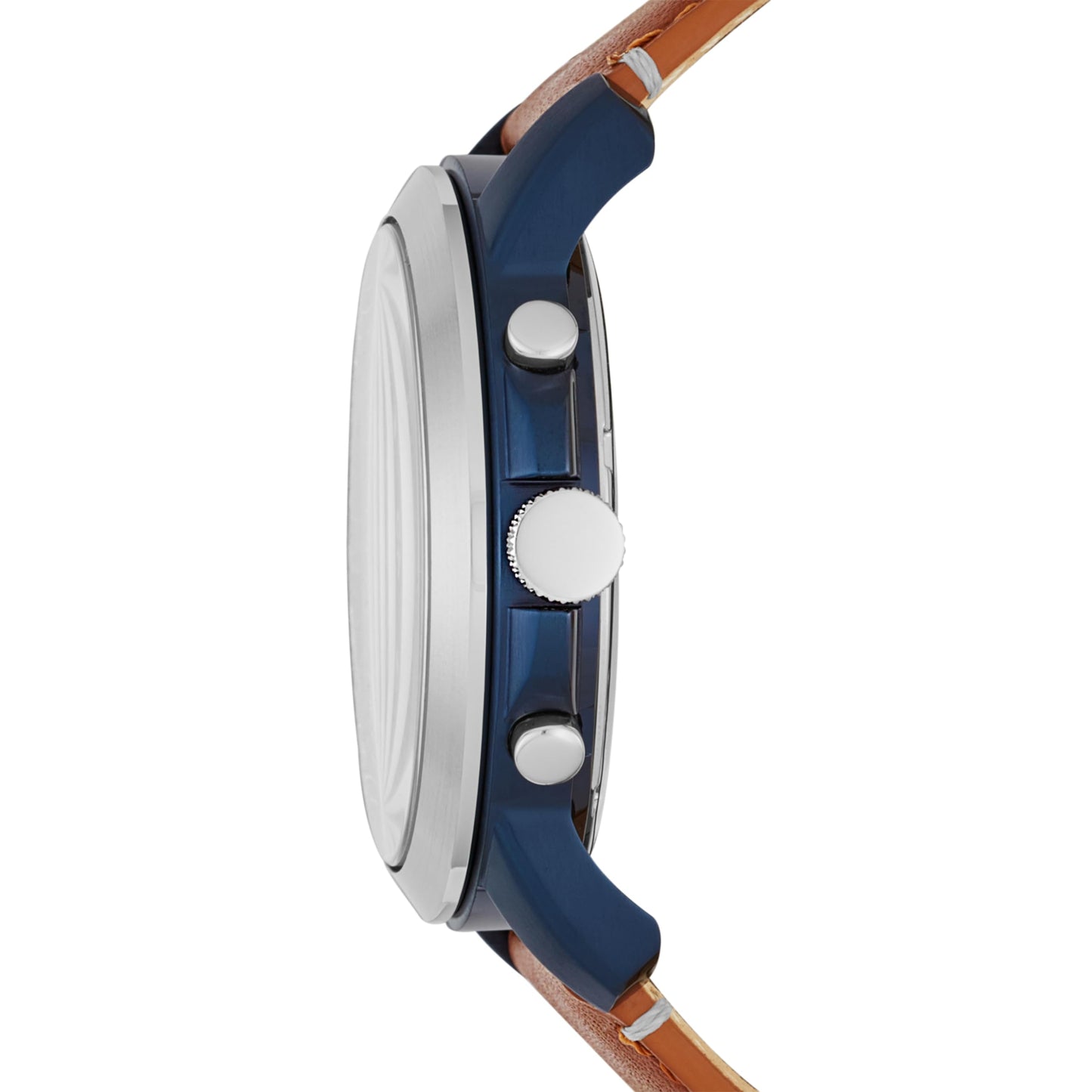 Fossil Men's Grant 44mm Quartz Stainless Steel and Leather Chronograph Watch for Men, Color: Silver/Blue, Luggage (Model: FS5151)