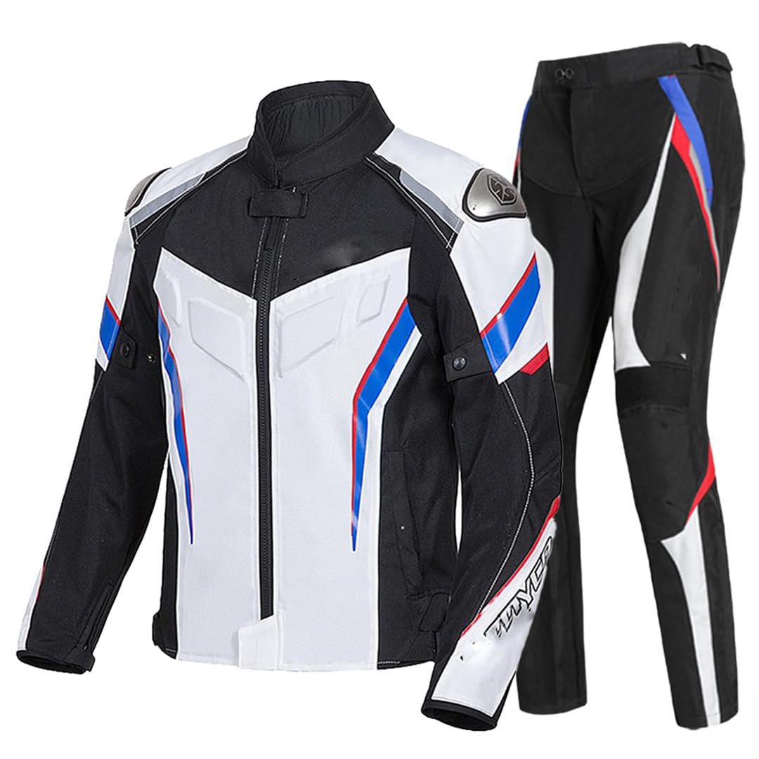 Man Breathable Motorcycle Jacket Moto Riding Jacket Abrasion Resistant Reflective Motocross Protective Gear JK103 Set BK OE L