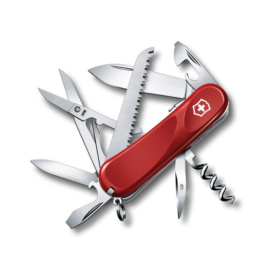 Victorinox Evolution S17 Grip Swiss Army Knife, 15 Functions, Swiss Made Pocket Knife with Large Blade, Screwdriver and Lock Blade - Red