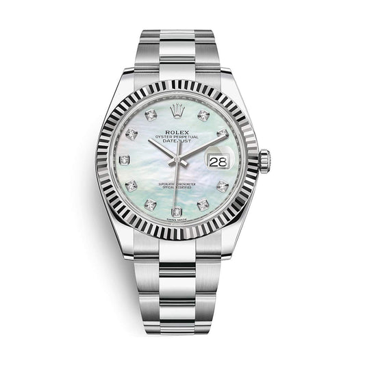 Rolex Datejust 41 Automatic White Mother of Pearl Diamond Dial Men's Watch 126334MDO