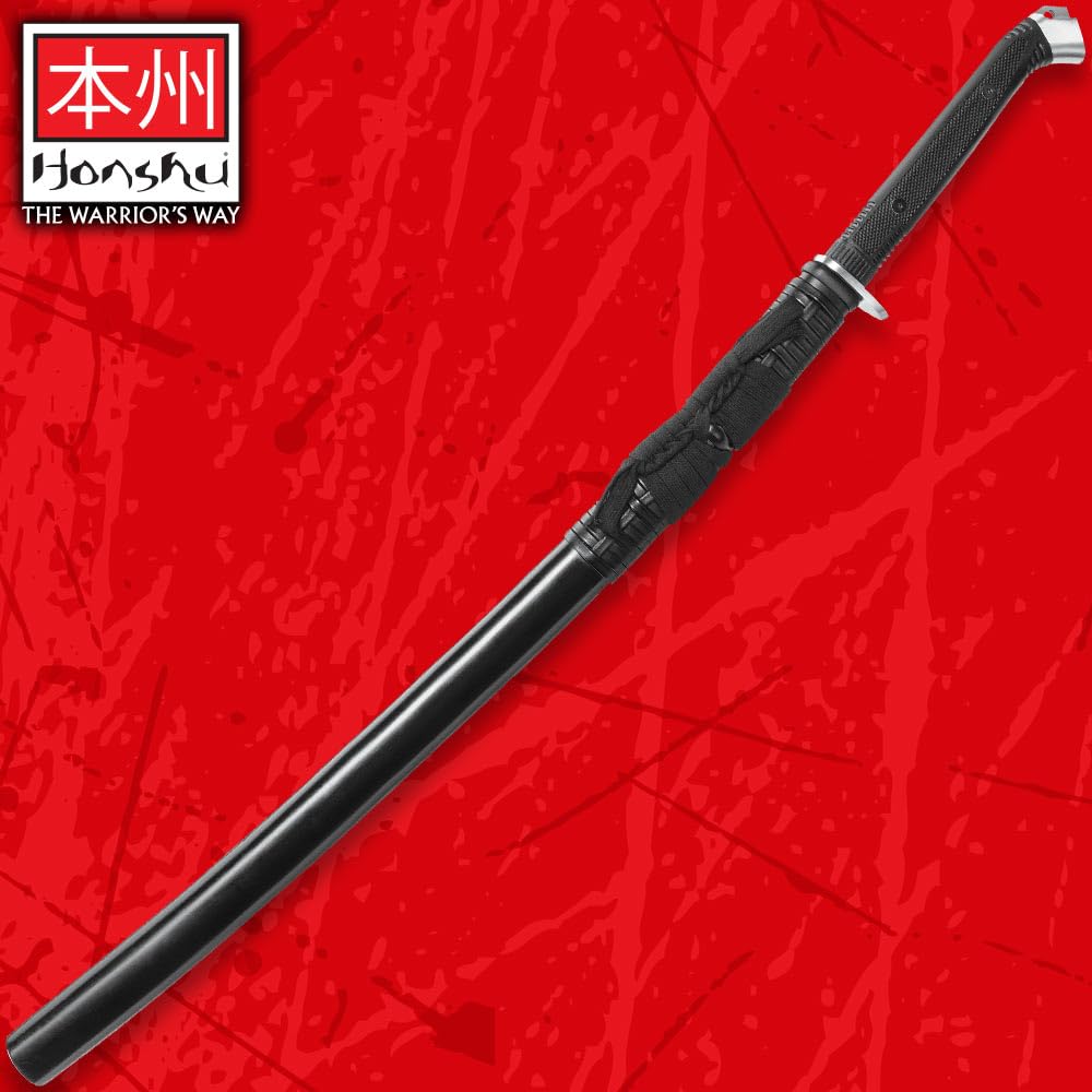 Honshu Boshin Katana with Scabbard | Full-Tang | 30 3/8" 1060 High Carbon Steel Blade | Rugged Non-Slip TPR Handle | Lanyard Hole | For Martial Arts or Collecting | Hand-Forged | Overall Length 40.75"
