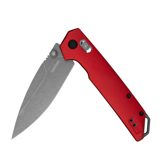 Kershaw Iridium Folding Pocket Knife, D2 Steel Blade, Red and Black Working Steel Finish, DuraLock Locking Mechanism