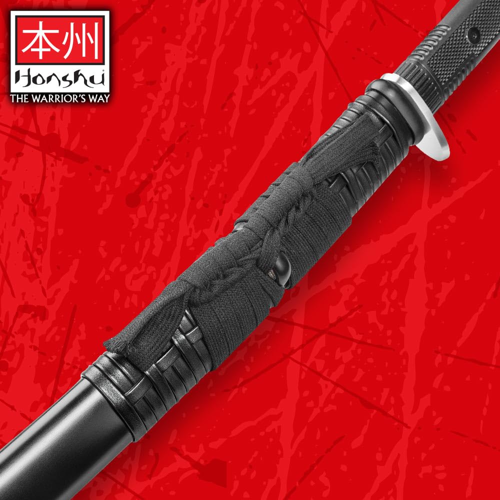 Honshu Boshin Katana with Scabbard | Full-Tang | 30 3/8" 1060 High Carbon Steel Blade | Rugged Non-Slip TPR Handle | Lanyard Hole | For Martial Arts or Collecting | Hand-Forged | Overall Length 40.75"