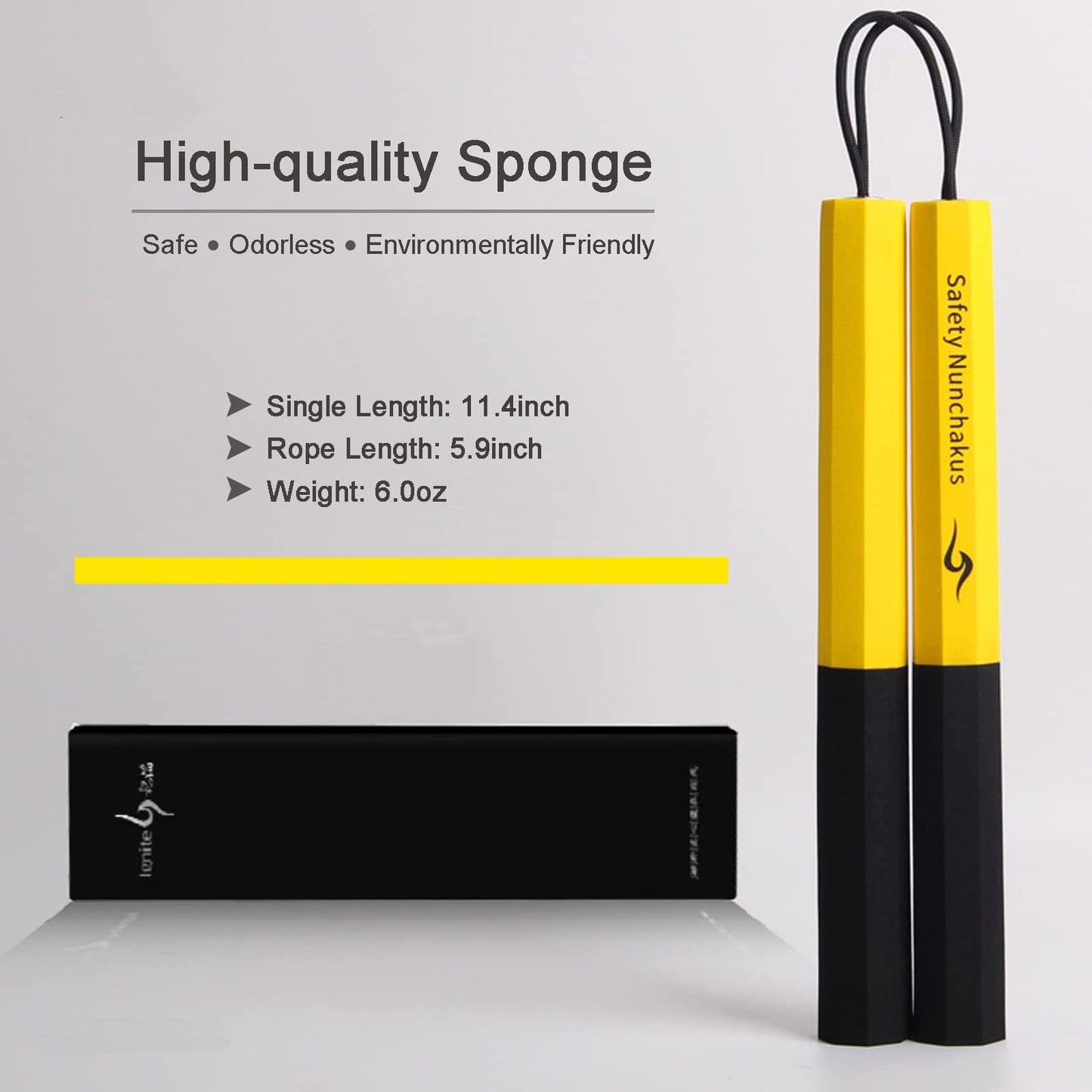 MARCOLO Nunchucks Upgraded Safe Foam Practice Nunchucks for Kids and Adults, Safe and Durable Nunchucks for Beginners and Professionals(Yellow)